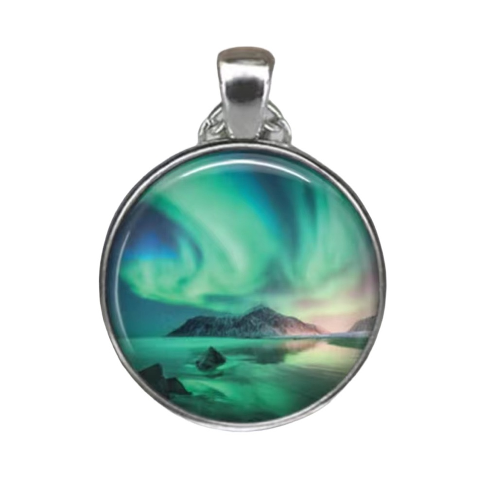 Aurora Borealis Pendant Silver Necklace